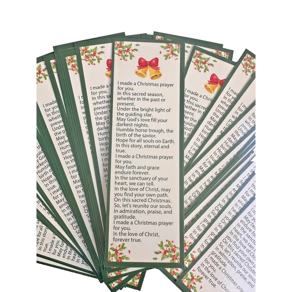 Humyoun 100 Pcs Christmas Bookmarks Bulk Religious Holy Gift for Church Stocking